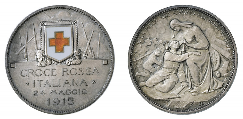 Gettoni 

Gettone da 2 Lire 1915 emesso a favore della Croce Rossa Italiana, a...
