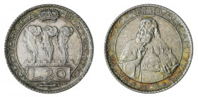 REPUBBLICA DI SAN MARINO (1875-1938) 

20 Lire 1937, argento gr. 19,95. Pagani 347, Davenport 303.
NGC5782354-011 Cleaned, q.Fdc