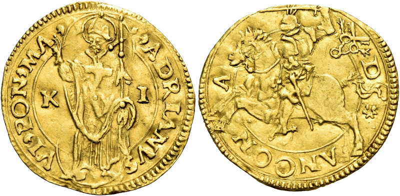 Ancona. Adriano VI (Adriaan Florensz), 1522-1523 

Ducato papale, AV 3,40 g. A...