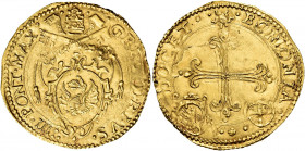 Bologna. Gregorio XIII (Ugo Boncompagni), 1572-1585 

Scudo del sole (1573), AV 3,29 g. GREGORIVS – XIII PONT MAX Stemma sormontato da triregno e ch...