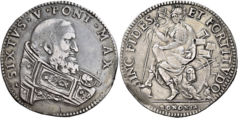 Bologna. Sisto V (Felice Peretti), 1585-1590 

Testone, AR 9,97 g. SIXTVS V PO...