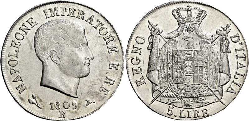 Bologna. Napoleone I re d’Italia, 1805-1814 

Da 5 lire 1809. Pagani 48. Chimi...