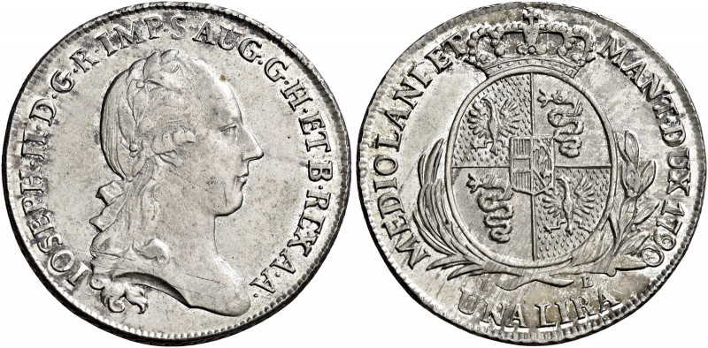 Milano. Giuseppe II d’Asburgo-Lorena, 1780-1790 

Lira 1790, AR 6,24 g. IOSEPH...