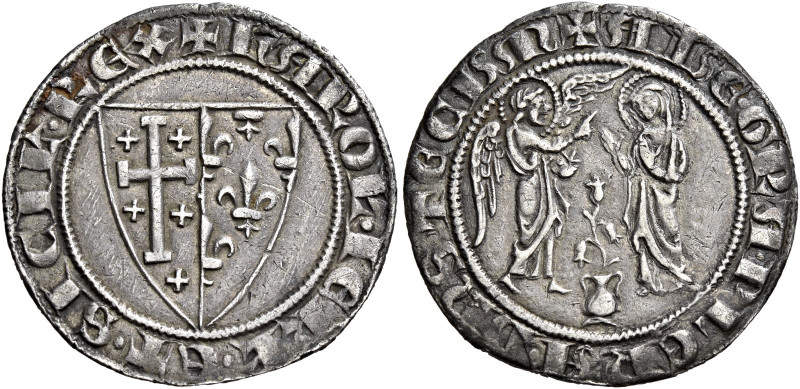 Napoli. Carlo I d’Angiò, 1266-1285 

Saluto, AR 3,15 g. + KAROL’ DEI GRA IERL’...