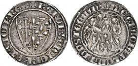 Napoli. Carlo II d’Angiò, 1285-1309 

Saluto, AR 3,08 g. + KAROL’ SCD DEI GRA IERL’ ET SICIL REX Stemma bipartito di Gerusalemme e Angiò, circondato...