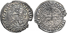 Napoli. Roberto d’Angiò, 1309-1343 

Mezzo gigliato di Provenza, Avignone, AR 1,16 g. + ROBT DI GRA IERL ET SICILIE REX Il re seduto in trono di leo...