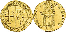 Napoli. Ludovico II d’Angiò, 1389-1399 

Fiorino di Provenza, AV 2,82 g. + LVDOV D GRA IhR E SICIL REX Stemma bipartito di Gerusalemme e Angiò. Rv. ...