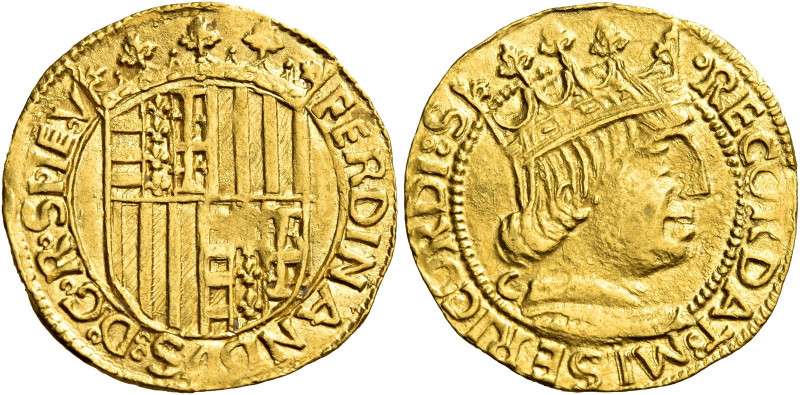 Napoli. Ferdinando I d’Aragona, 1458-1494 

Ducato, AV 3,49 g. FERDINANDVS D G...