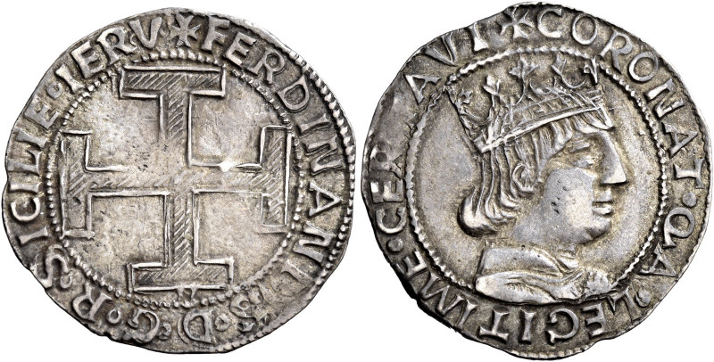 Napoli. Ferdinando I d’Aragona, 1458-1494 

Coronato, AR 3,95 g. FERDINANDVS D...