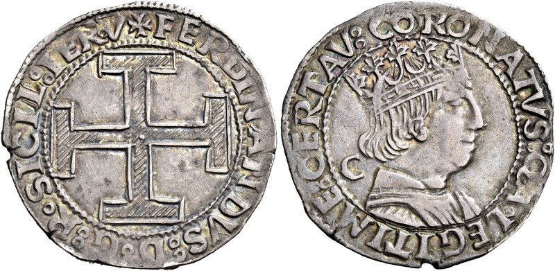 Napoli. Ferdinando I d’Aragona, 1458-1494 

Coronato, AR 3,93 g. FERDINANDVS D...