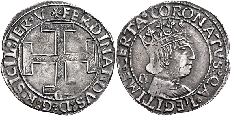 Napoli. Ferdinando I d’Aragona, 1458-1494 

Coronato, AR 3,89 g. FERDINANDVS D...