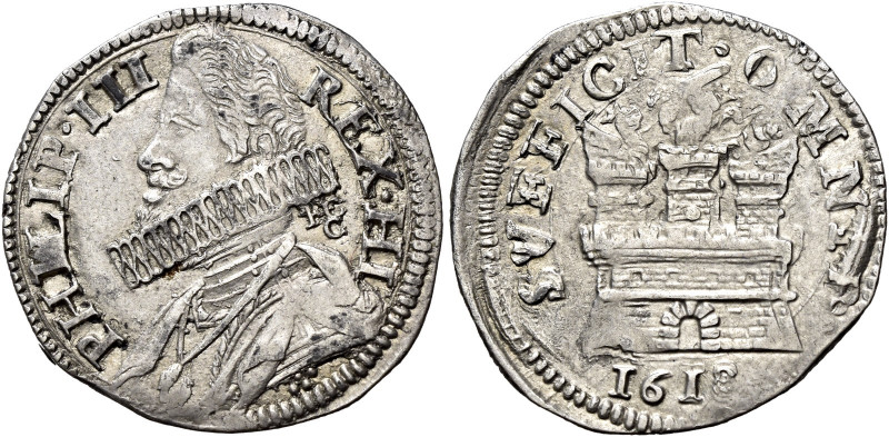 Napoli. Filippo III di Spagna, 1598-1621 

Da 15 grani 1618, AR 3,66 g. PHILIP...