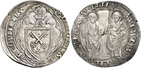 Roma. Nicolò V (Tommaso Parentucelli), 1447-1455 

Grosso, AR 3,98 g. NICOLAVS – PP QVINTVS (segno di Francesco Mariani della Zecca) Stemma sormonta...