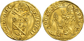 Roma. Paolo II (Pietro Barbo), 1464-1471 

Ducato papale anno I, AV 3,50 g. PAVLVS II – PONT AN I Stemma sormontato da triregno e chiavi decussate, ...