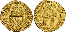 Roma. Paolo II (Pietro Barbo), 1464-1471 

Ducato papale, AV 3,48 g. PAVLVS PP – SECVNDVS Stemma sormontato da triregno, entro cornice quadrilobata....