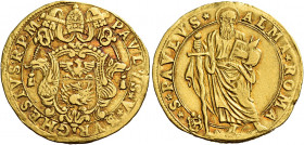Roma. Paolo V (Camillo Borghese), 1605-1621 

Doppia, AV 6,44 g. PAVLVS V BVRGHESIVS R P M Stemma, entro cornice con due draghi ai lati, sormontato ...