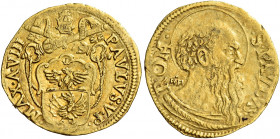 Roma. Paolo V (Camillo Borghese), 1605-1621 

Scudo anno VIII, AV 3,32 g. PAVLVS V P MAX A VIII Stemma sormontato da triregno e chiavi decussate. Rv...