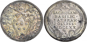 Roma. Clemente X (Emilio Altieri), 1670-1676 

Giulio 1670 detto del possesso, AR 3,17 g. CLEMENS X – PONT MAX Stemma sormontato da triregno e chiav...