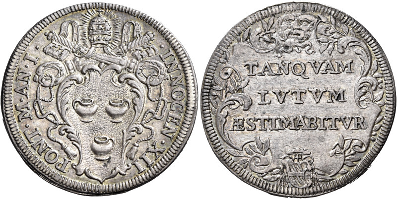 Roma. Innocenzo XII (Antonio Pignatelli), 1691-1700 

Testone anno I, AR 9,10 ...