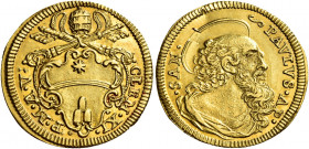 Roma. Clemente XI (Gianfrancesco Albani), 1700-1721 

Scudo anno V, AV 3,33 g. CLEM XI – P M A V Stemma sormontato da triregno e chiavi decussate. R...