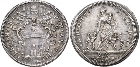 Roma. Clemente XI (Gianfrancesco Albani), 1700-1721 

Testone anno VIII, AR 9,15 g. CLEMENS XI – PONT M AN VIII Stemma sormontato da triregno e chia...