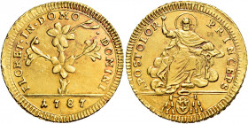 Roma. Pio VI (Giovanni Angelo Braschi), 1775-1799 

Doppia romana 1787, AV 5,45 g. FLORET IN DOMO – DOMINI Pianta di giglio; all’esergo, 1787. Rv. A...