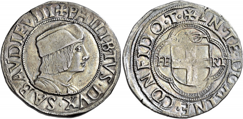 Savoia. Filiberto II, 1497-150 

Testone, Torino, AR 9,46 g. PHILIB’TVS DVX SA...