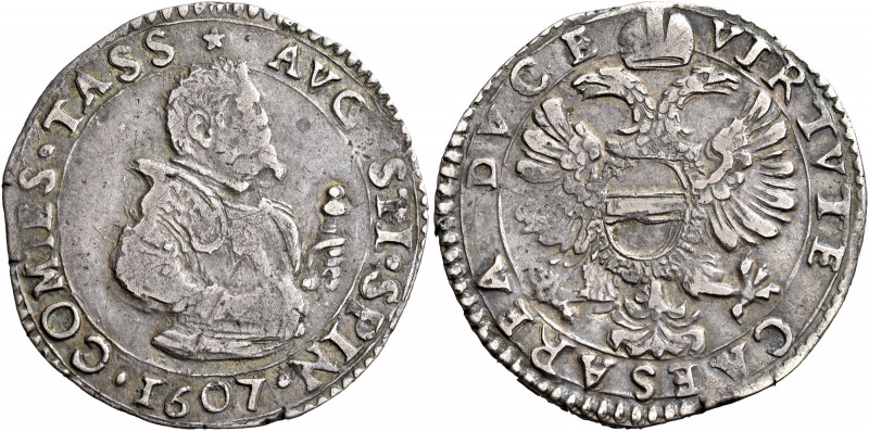 Tassarolo. Agostino Spinola, 1604-1616 

Quarto di scudo 1607, AR 5,28 g. AVGV...
