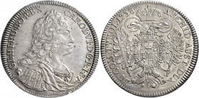 Austria. Carlo VI d’Asburgo imperatore del S.R.I, 1711-1740 

Tallero 1733 Hall, AR 28,75 g. Davenport 1055.
Spl