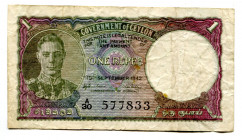 Ceylon 1 Rupee 1942
P# 34; #577833; VF-