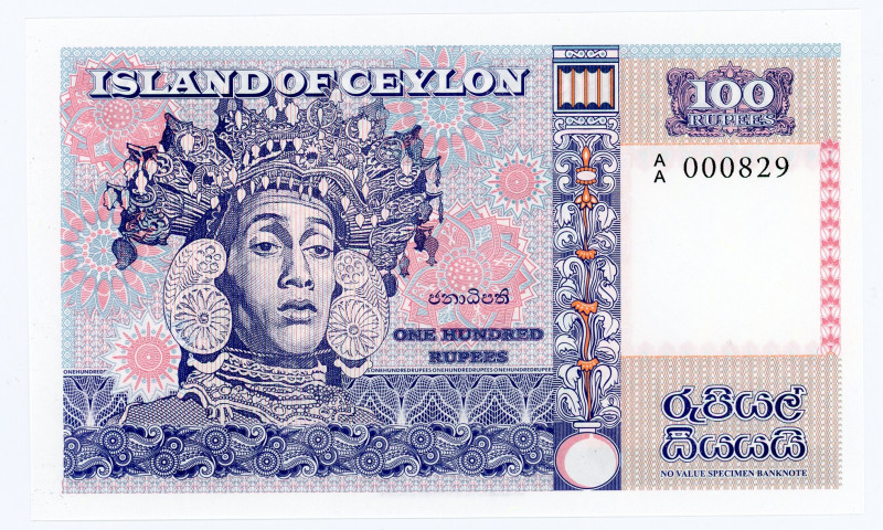 Ceylon 100 Rupees 2016 Specimen
# AA000829; Fantasy Banknote; Limited Edition; ...