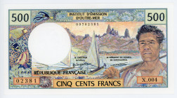 French Pacific Territories 500 Francs 1992 (ND)
P# 1a; # X.004 02381; UNC