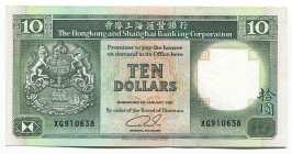 Hong Kong 10 Dollars 1992
P# 191c; #XG910638; UNC