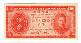 Hong Kong 10 Cents 1945 (ND)
P# 323; XF