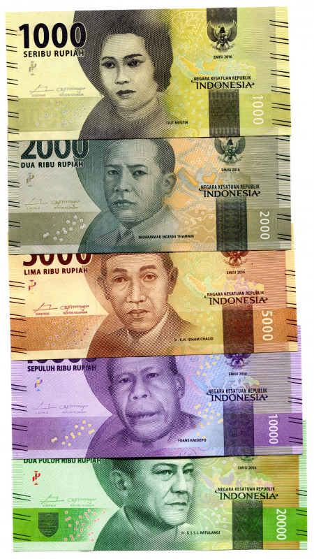 Indonesia Lot of 5 Banknotes 2016
P# 154; 155; 156; 157; 158