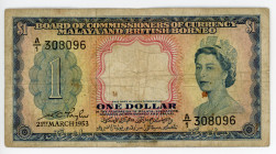 Malaya & British Borneo 1 Dollar 1953
P# 1a; #A/1308096; F-