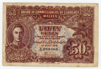 Malaya 50 Cents 1941 (1945)
P# 10b; #263063; VF