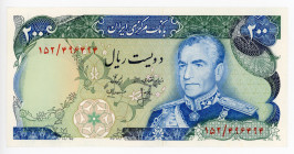 Iran 200 Rials 1974 - 1979 (ND)
P# 103c; #496494; UNC