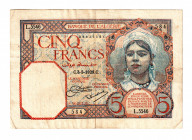 Algeria 5 Francs 1929
P# 77a; VF+
