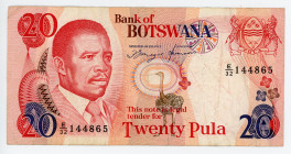 Botswana 20 Pula 1992 (ND)
P# 13a; # E/32 144865; RARE SIGN; VF