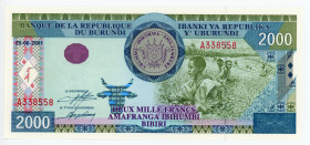 Burundi 2000 Francs 2001
P# 41; #A338558; UNC