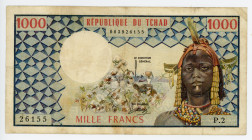 Chad 1000 Francs 1978 (ND)
P# 3a; # P.2 26155; VF