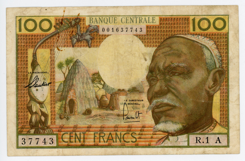 Equatorial African States Chad 100 Francs 1963 (ND) "A"
P# 3a; # R.1 37743; "A"...