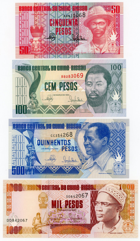 Guinea-Bissau Lot of 4 Banknotes 1990
P# 10 -13; UNC