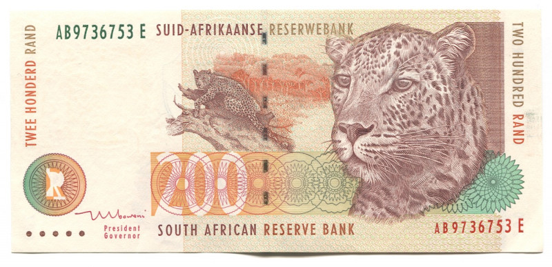 South Africa 200 Rand 1999 (ND)
P# 127b; # AB9736753 E; UNC