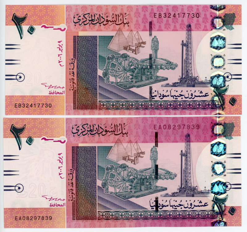 Sudan 2 x 20 Pounds 2006
P# 68; UNC