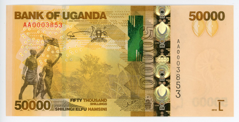 Uganda 50000 Shillings 2010
P# 54; #AA0003853; UNC