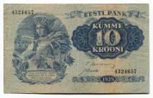 Estonia 10 Krooni 1928
P# 63a; #4324657; Crispy; XF-