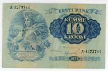 Estonia 10 Krooni 1937
P# 67a; #A-1273784; F+/VF-