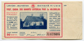 Latvia Lottery Ticket 50 Santimu 1937
# 67804; VF-XF